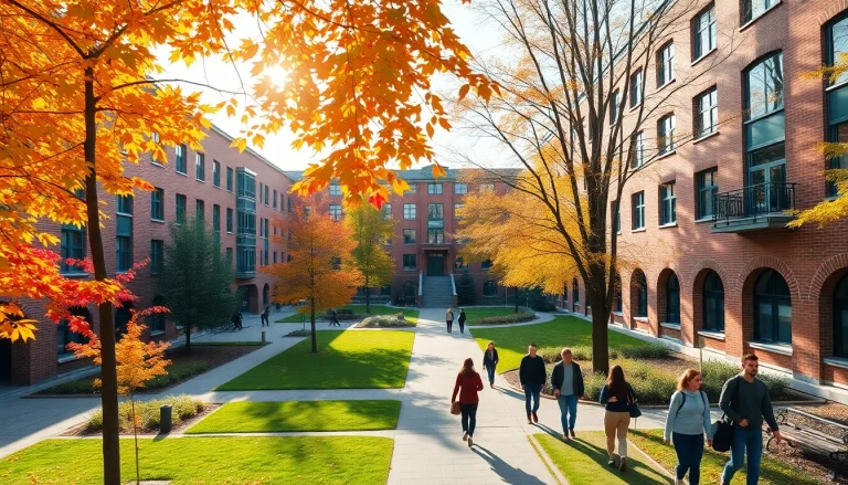 Students engaged in activities at a campus representing Polonya'da Üniversite Eğitimi in a vibrant academic setting.