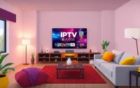 Watch IPTV Suisse streaming on a vibrant display in a cozy living room setting.