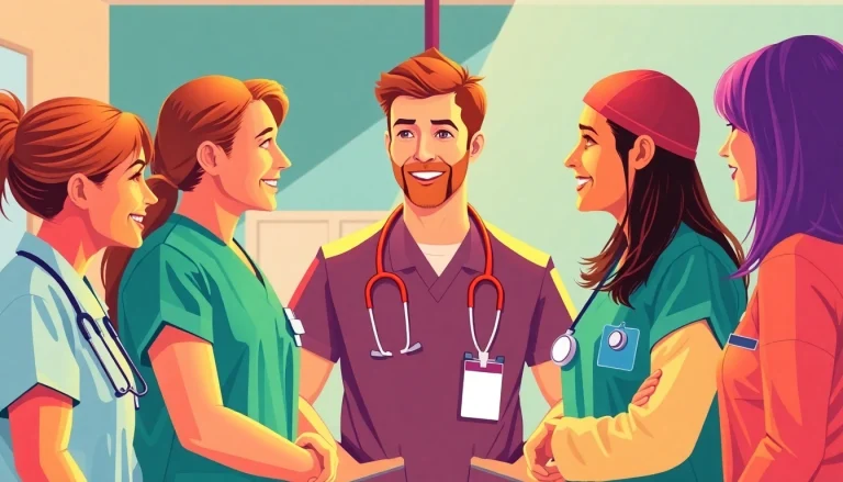 Explore pflege jobs in hamburg with a diverse team of healthcare professionals collaborating.