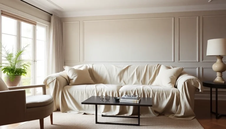 Revitalize your space with La Maison des housses, showcasing a stylish sofa cover that combines elegance and comfort.
