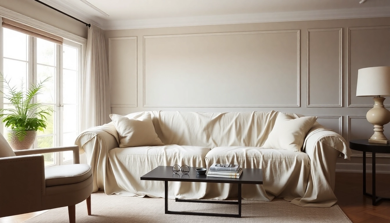 Revitalize your space with La Maison des housses, showcasing a stylish sofa cover that combines elegance and comfort.