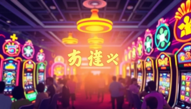 Engage in thrilling เกมสล็อต experiences with vibrant slot machines in a lively casino atmosphere.