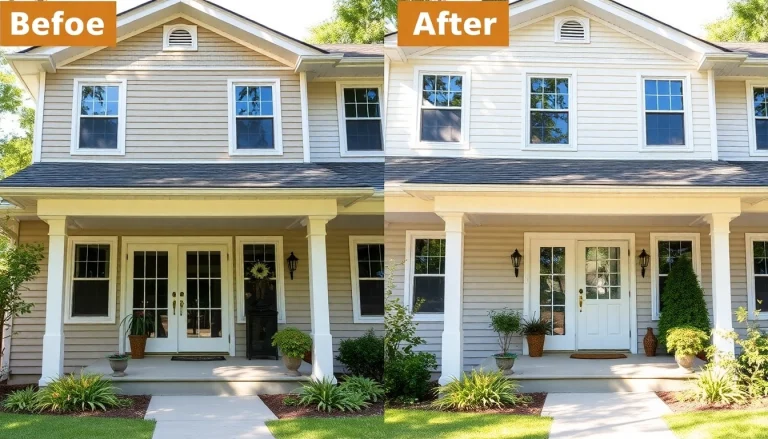 Stunning exterior renovations highlighting new siding and landscaping that enhances the home's curb appeal.