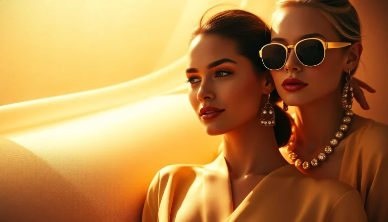 Showcase Soleil Dor apparel in a luxurious setting with elegant textures and warm golden lighting.