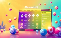 Masurebet site showcasing an engaging lottery experience with colorful balls and easy navigation for online betting.