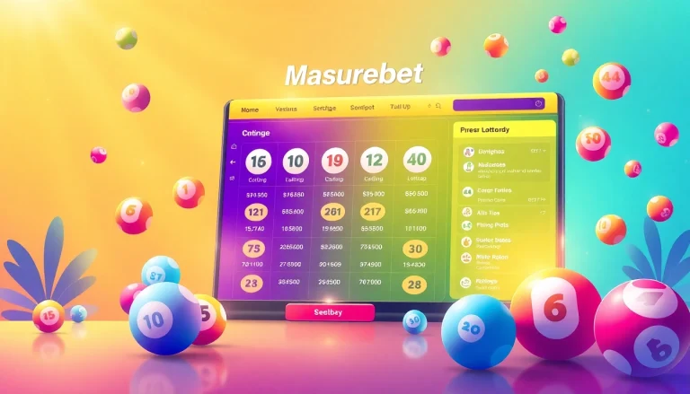 Masurebet site showcasing an engaging lottery experience with colorful balls and easy navigation for online betting.
