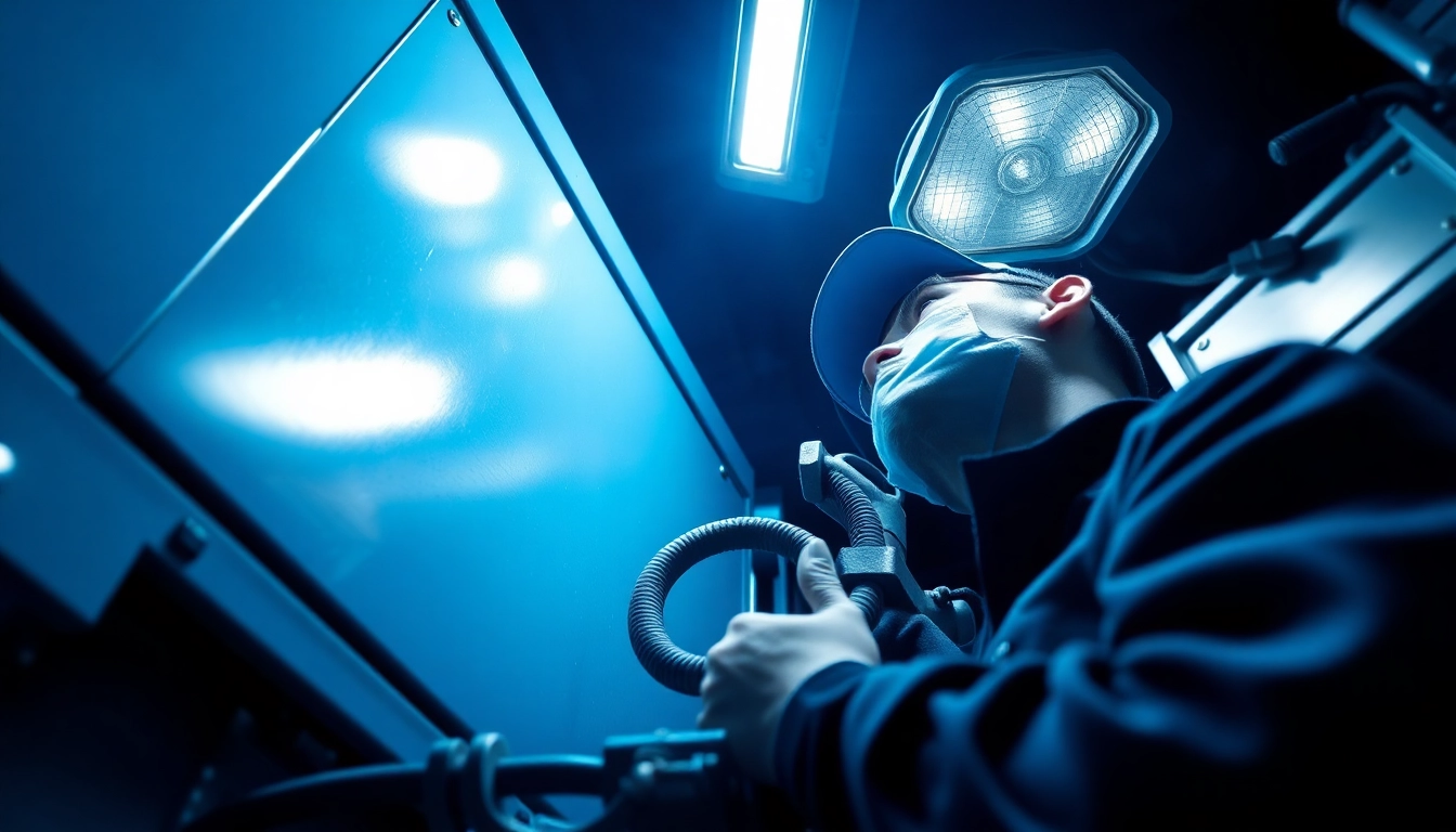 24/7 emergency truck repair service mechanic working on a truck during nighttime.