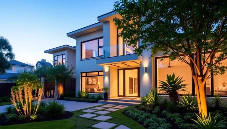 Relax in the beautifully landscaped Margaret Drive residence with modern architecture and lush greenery.