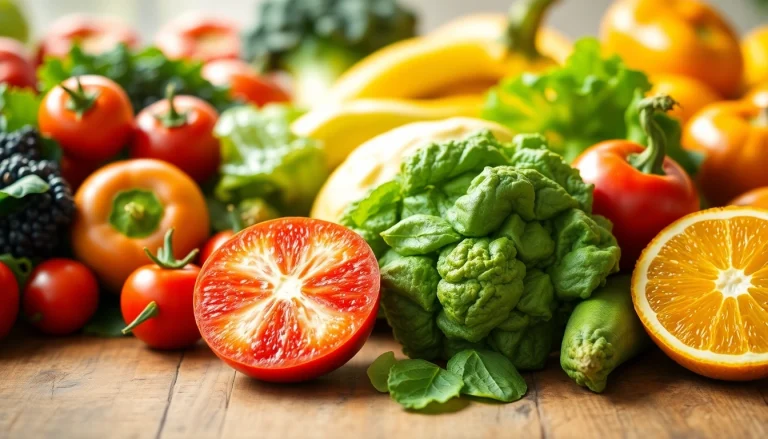 Healthlifeherald showcases vibrant fruits and vegetables promoting a healthy lifestyle on a wooden table.