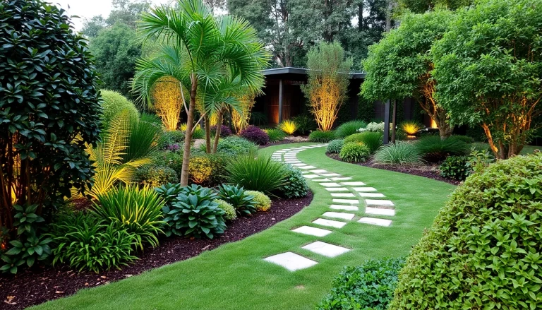 Capture the beauty of our landscape design service with a vibrant garden featuring lush greenery and elegant pathways.