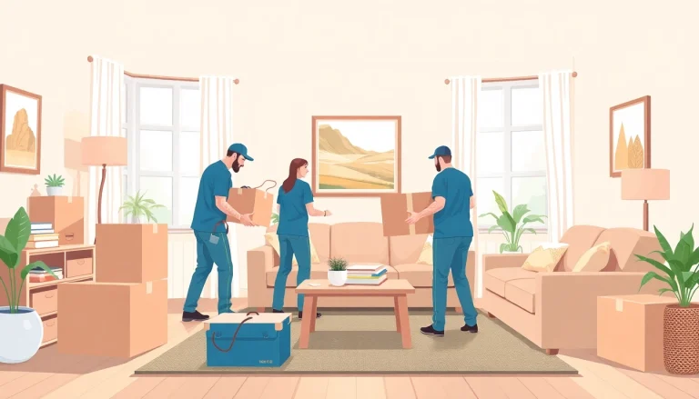 Professional movers providing a seamless Bradford removal service while packing a living room.
