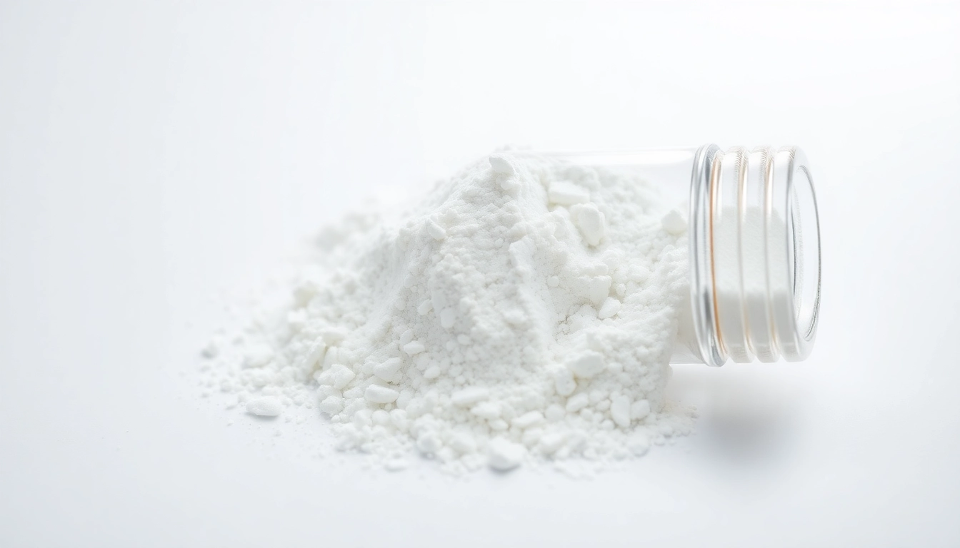 Examine the purity of 7 hydroxymitragynine bulk powder displayed in a clear vial with soft lighting.