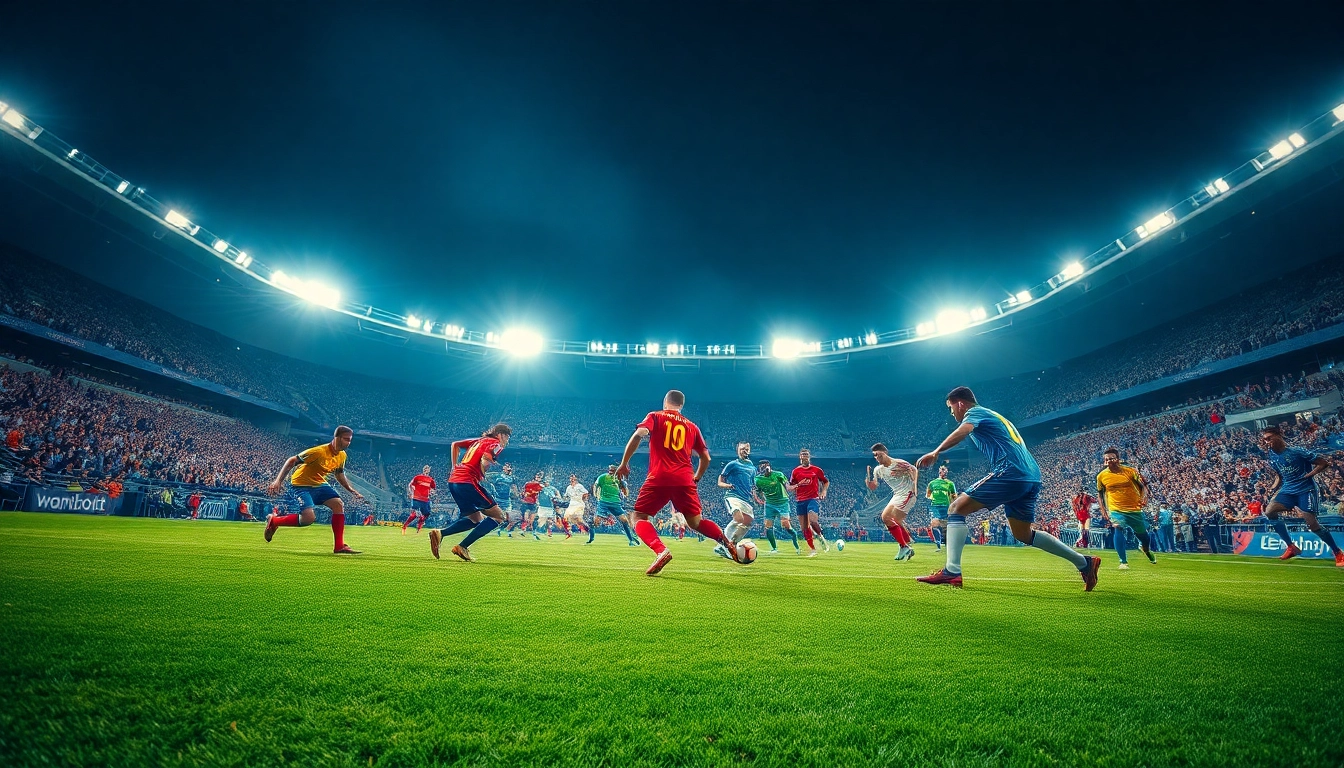 วิเคราะห์บอล during a thrilling match showcasing players, vibrant colors, and intense action on the field.