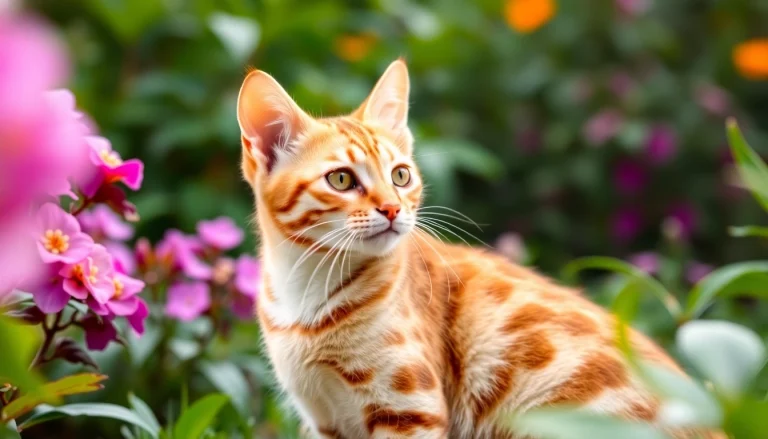 Playful Bengal cat thriving in a garden by a Registered Bengal Breeder showcasing its beautiful coat.