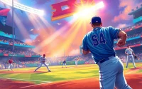 Experience MLB중계 with a thrilling baseball gameplay scene, showcasing intense action and vibrant stadium atmosphere.