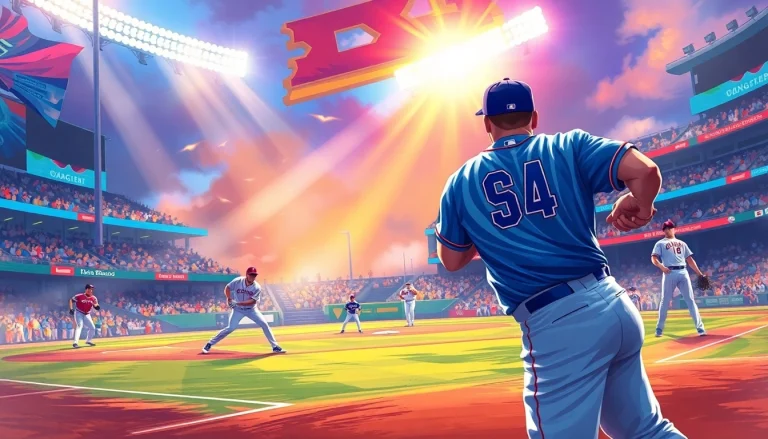 Experience MLB중계 with a thrilling baseball gameplay scene, showcasing intense action and vibrant stadium atmosphere.