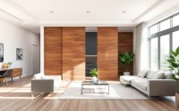 Interact with a stylish sliding partition wall that enhances space utilization in a contemporary home.