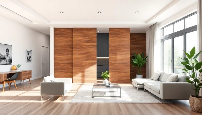 Interact with a stylish sliding partition wall that enhances space utilization in a contemporary home.