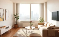 View of an inviting 1 bedroom apartment for rent in Chicago, highlighting modern décor and urban charm.