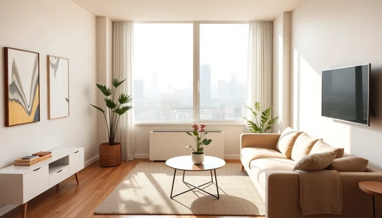 View of an inviting 1 bedroom apartment for rent in Chicago, highlighting modern décor and urban charm.