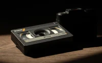 Transfer Betacam to Digital with expert precision; showcasing a Betacam tape beside a modern digital gadget.