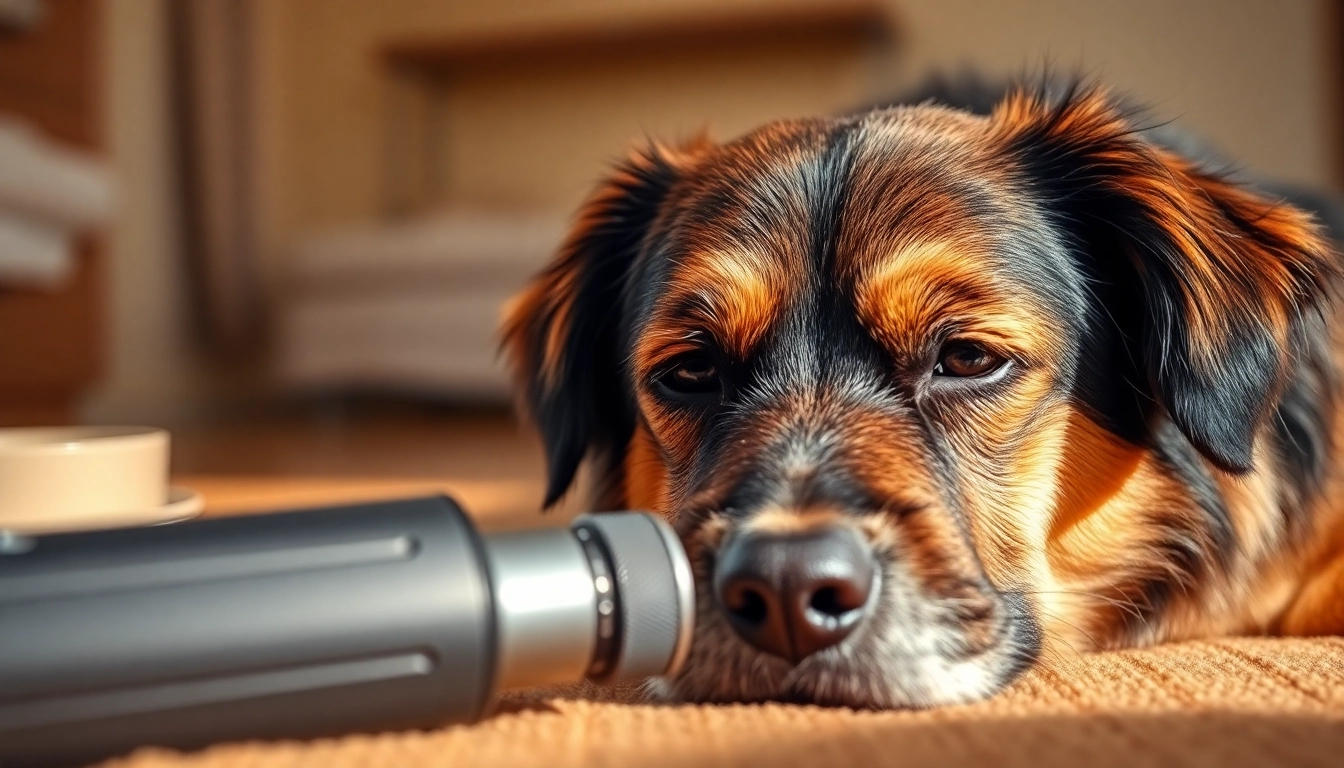 Calm dog being groomed with a quiet dog nail grinder, showcasing ease and comfort.