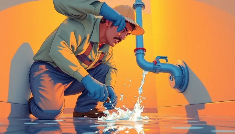 Emergency plumber swiftly repairing a burst pipe, showcasing urgent action in home plumbing.