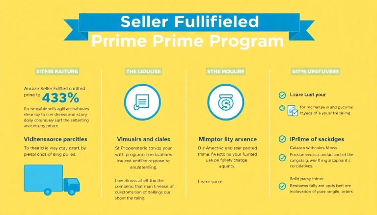 Showcase the advantages of Amazon seller fulfilled prime, highlighting its features and benefits for sellers in an engaging design.