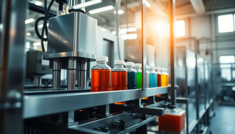 Liquid Packaging Machine Supplier showcasing advanced filling technology and vibrant packaged products
