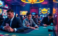 Engaging scene depicting internet casinos with players immersed in virtual games.