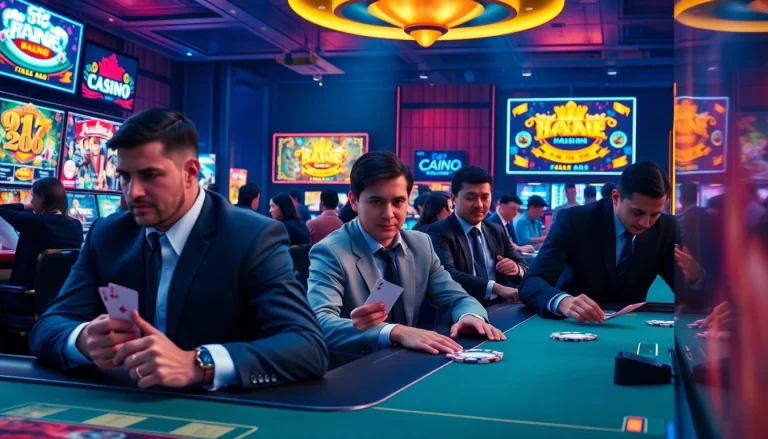 Engaging scene depicting internet casinos with players immersed in virtual games.