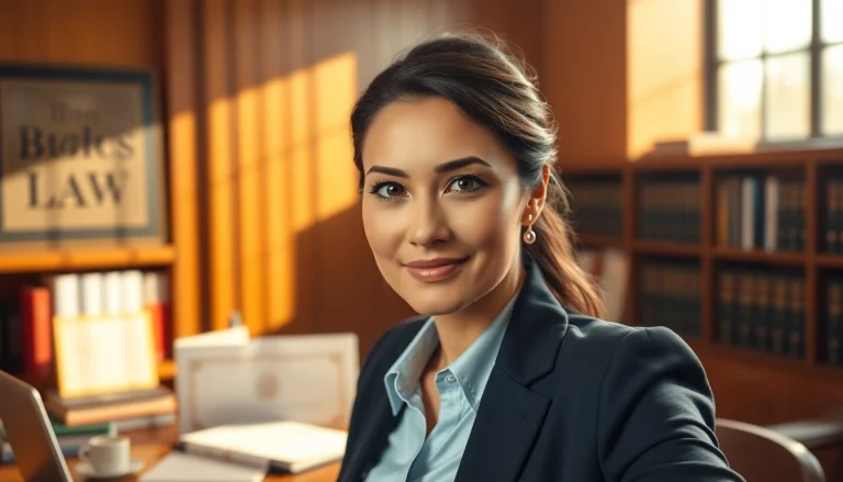 Abogada in her professional office, showcasing expertise and confidence.