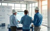 Piping stress Analysis Company professionals examining data in a modern engineering office.