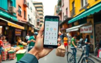 Engaging delivery apps in Lagos showcased on a smartphone amidst a vibrant urban scene.