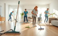 Team providing Move Out Cleaning Camarillo services in a radiant living room.