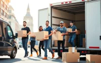London moving services team expertly handling a busy city move with dynamic teamwork.