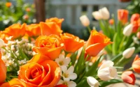 Admire exquisite Orange County event flowers in a vibrant garden setting, radiating joy.