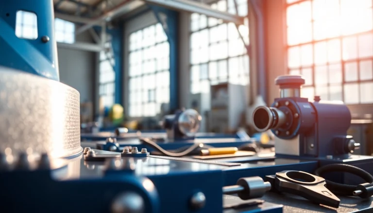 Cutting equipment arranged professionally in a modern workshop highlighting precision tools and a sleek cutting machine.