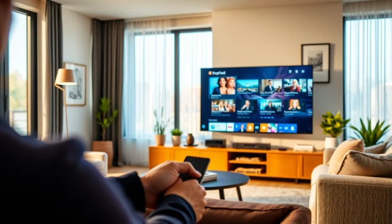 Enhance your viewing with an IPTV test line at a modern home entertainment setup.