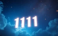 Visual representation of the 1111 angel number amidst a cosmic night sky, symbolizing guidance.