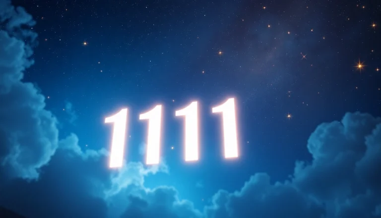 Visual representation of the 1111 angel number amidst a cosmic night sky, symbolizing guidance.
