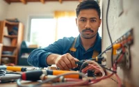 Training for electrician apprenticeship Hawaii with an apprentice focusing on electrical wiring installation.