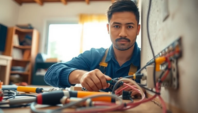 Training for electrician apprenticeship Hawaii with an apprentice focusing on electrical wiring installation.
