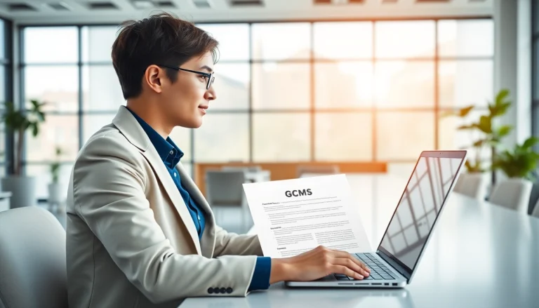 Get GCMS notes with a professional reviewing documents in a bright office.