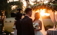 Capturing moments with a wedding videographer in Ireland at a picturesque outdoor wedding.