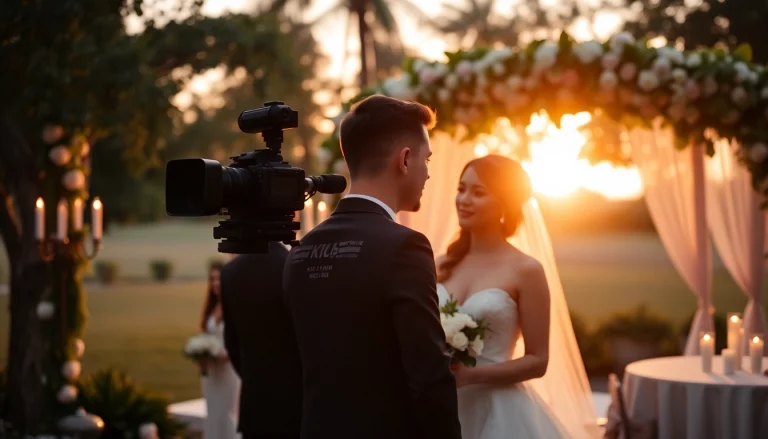 Capturing moments with a wedding videographer in Ireland at a picturesque outdoor wedding.
