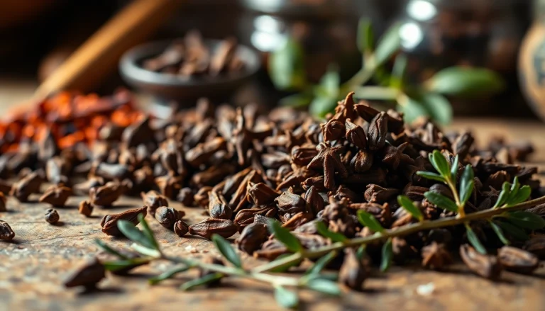 Showcasing whole cloves on a wooden surface, highlighting their unique texture and culinary appeal.