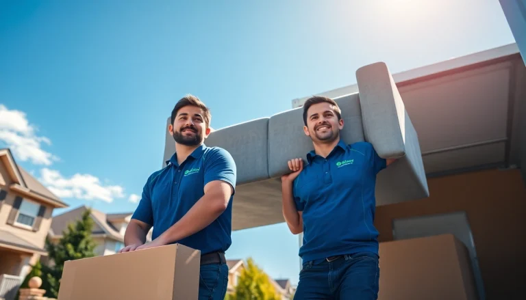 Canadian movers expertly lifting furniture during a professional relocation.