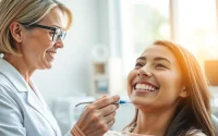 Orthodontic near me: Patient consultation with a caring orthodontist in a modern clinic.