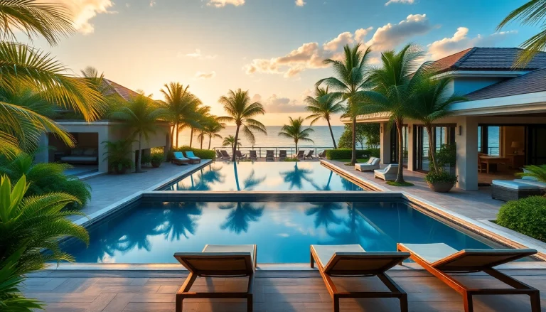 Experience luxury villa rentals with stunning sunset pool views in a tropical paradise.